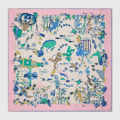 Gucci Vierecktuch Aus Seide Mit Print In Pink