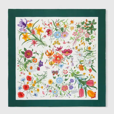 Gucci Vierecktuch Aus Seidentwill Mit Flora-print In Multi