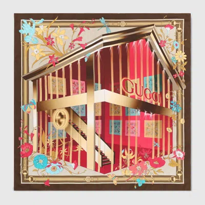 Gucci Printed Silk Twill Carré In Multi