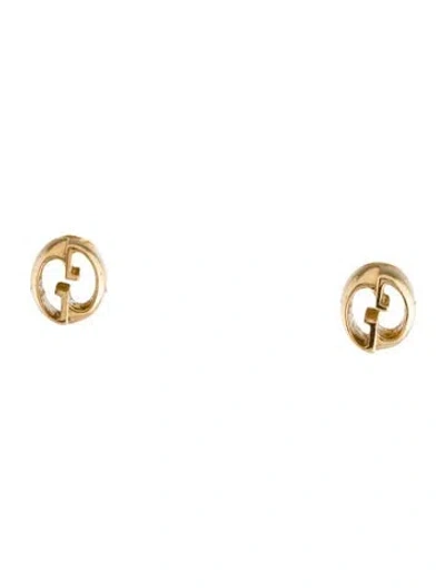 Pre-owned Gucci Vintage 18k Gg Stud Earrings In Multi