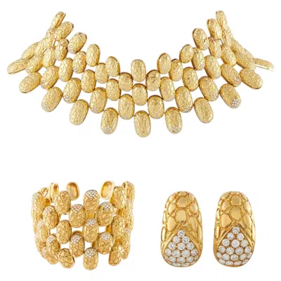 Pre-owned Gucci Vintage 18k Yellow Gold 19.40ct Diamond Necklace, Bracelet & Earrings Set