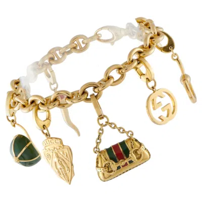 Pre-owned Gucci Vintage 18k Yellow Gold Charm Bracelet Gu17-060326