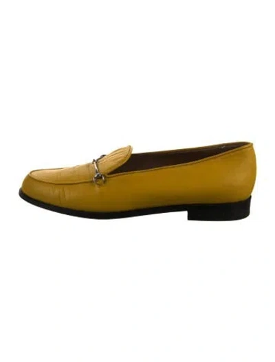 Pre-owned Gucci Vintage 1955 Horsebit Accent Loafers In Yellow