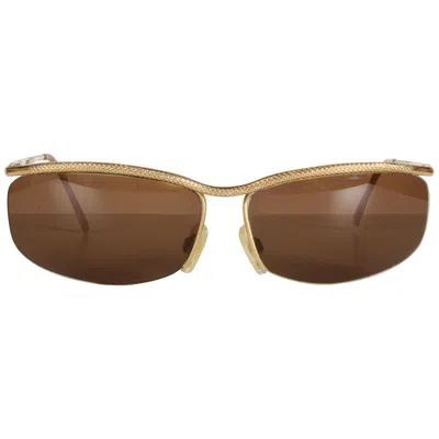 Pre-owned Gucci Vintage 1970s  22-karat Gold-plated Wrap Sunglasses With Brown Lenses Italy