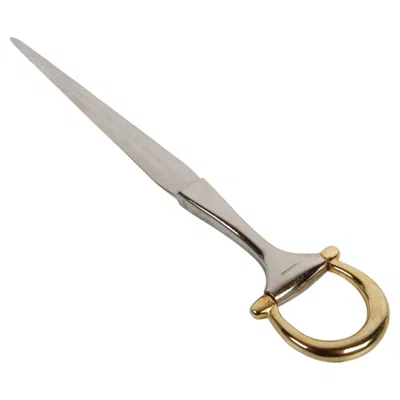 Pre-owned Gucci Vintage 1970s  Italy Silver & Gold Plated Horsebit Handle Letter Opener