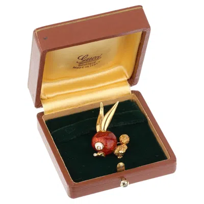 Pre-owned Gucci Vintage 1970s' Whimsical Bunny 18k Yellow Gold Brooch