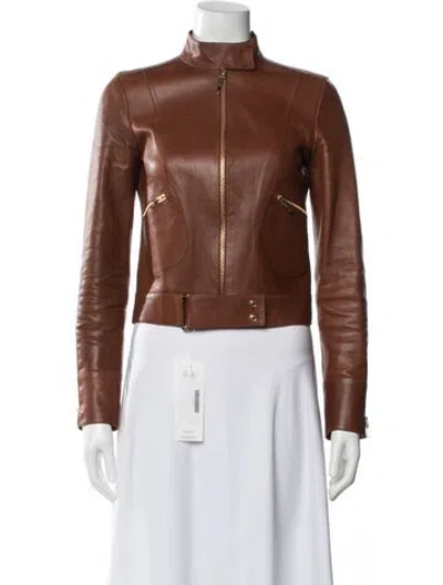 Pre-owned Gucci Vintage 2000 Biker Jacket In Brown