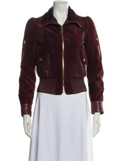 Pre-owned Gucci Vintage 2000's Biker Jacket In Burgundy
