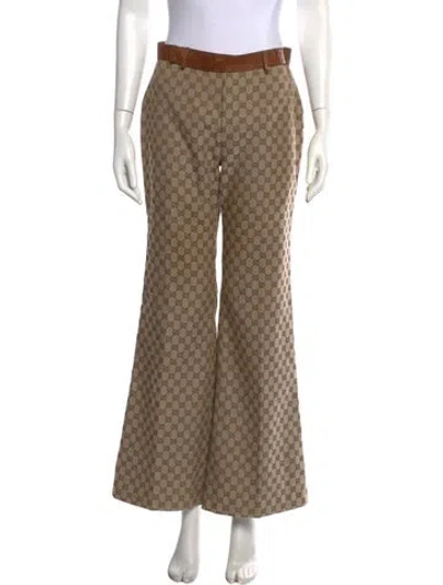 Pre-owned Gucci Vintage 2000 Gg Flared Pants In Brown