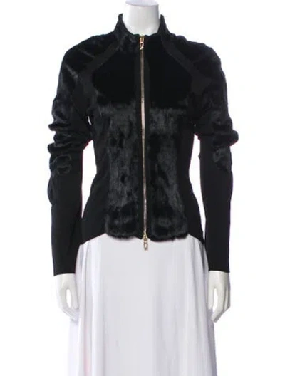 Pre-owned Gucci Vintage 2000's Mink-paneled Jacket In Black