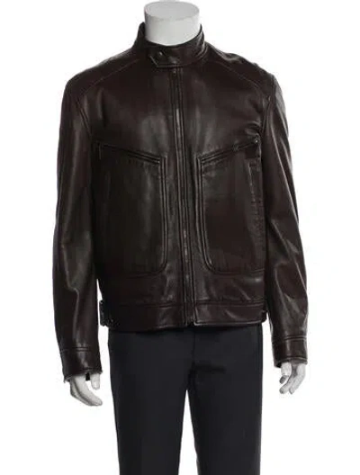 Pre-owned Gucci Vintage 2000's Moto Jacket In Brown