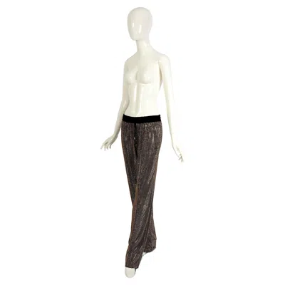 Pre-owned Gucci Vintage 2000s Black With Gold Crystal Stones Embellished Drawstring Pants