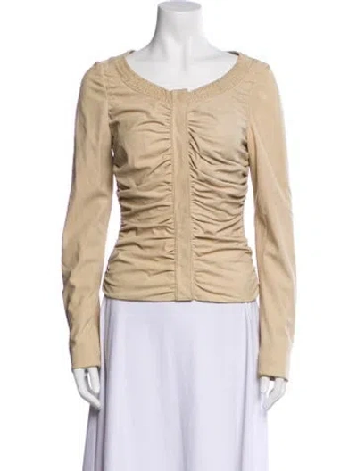 Pre-owned Gucci Vintage 2003 Leather Jacket In Neutral