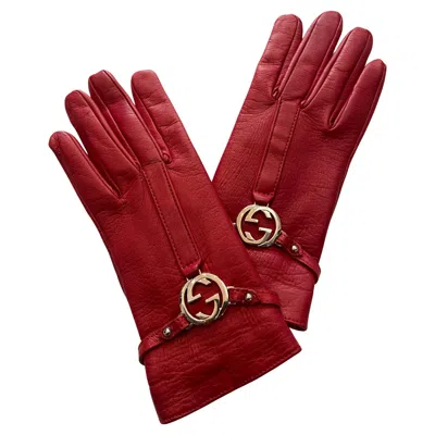 Pre-owned Gucci Vintage 2003 Red Leather Gloves