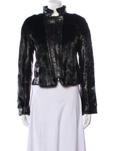 Pre-owned Gucci Vintage 2004 Mink And Python Jacket In Black
