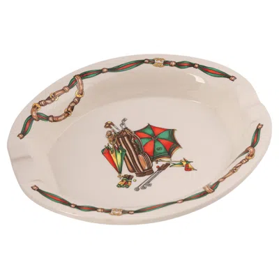Pre-owned Gucci Vintage 20th Century Italian Ceramic Ashtray By  C.1980 In Sand