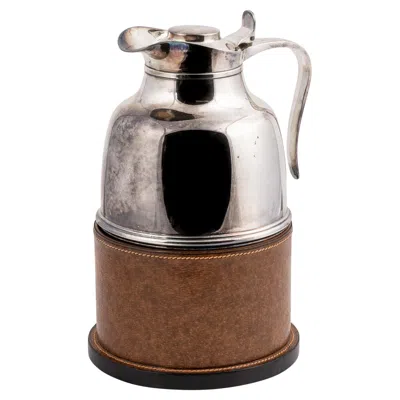 Pre-owned Gucci Vintage 20th Century Italian Silver Plated Hot Water Flask By  C.1980 In Brown
