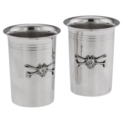 Pre-owned Gucci Vintage 20th Century Pair Of Italian Solid Silver Beakers By