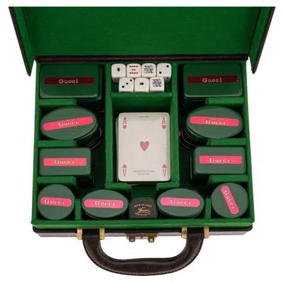 Pre-owned Gucci Vintage 20th Century Rare Italian Travel Poker Set By  C.1970 In Black