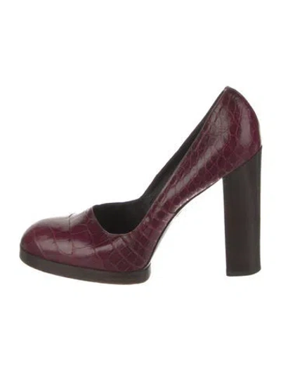 Pre-owned Gucci Vintage Alligator Pumps In Purple