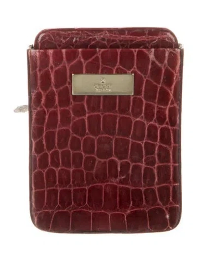 Pre-owned Gucci Vintage Alligator Wallet In Burgundy
