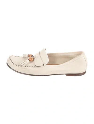 Pre-owned Gucci Vintage Bamboo Accent Loafers In Neutral