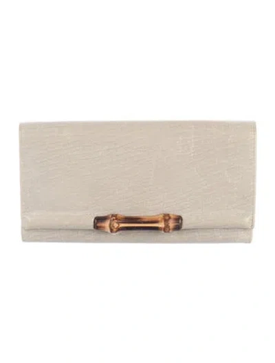 Pre-owned Gucci Vintage Bamboo Accent Wallet In Neutral