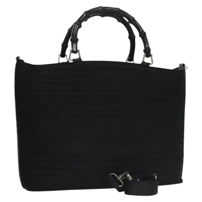 Pre-owned Gucci Vintage Bamboo Handle Bag Nylon Black Nylon Tote Bag Bag ()