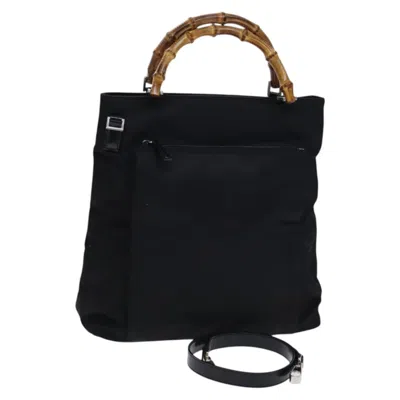 Pre-owned Gucci Vintage Bamboo Handle Bag Nylon Black Nylon Tote Bag Bag ()