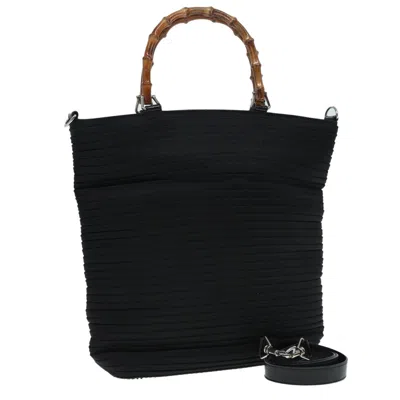 Pre-owned Gucci Vintage Bamboo Handle Bag Nylon Black Nylon Tote Bag Bag ()
