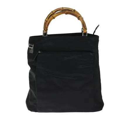 Pre-owned Gucci Vintage Bamboo Handle Bag Nylon Black Nylon Tote Bag Bag ()