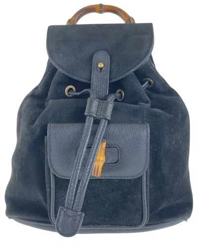 Pre-owned Gucci Vintage Bamboo Suede Backpack (authentic Pre-loved)
