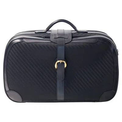 Pre-owned Gucci Vintage Black Leather Supreme Gg Canvas Travel Bag