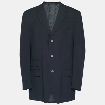 Pre-owned Gucci Vintage Black Wool Regular Fit Blazer Xxl