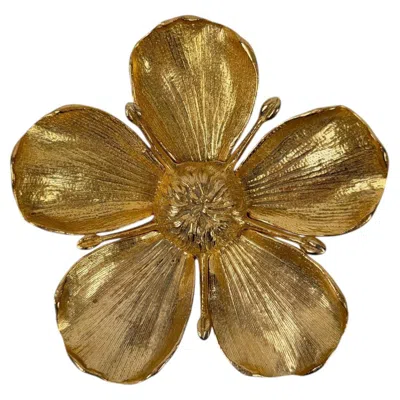 Pre-owned Gucci Vintage Brass Metal Flower Ashtray In The Style Of  With Removable Petals In Brown