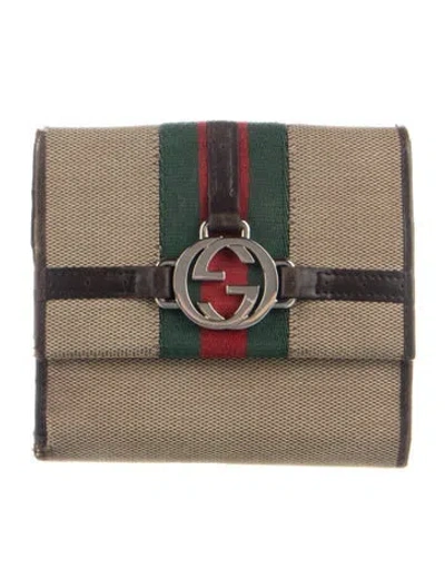 Pre-owned Gucci Vintage Canvas Compact Wallet In Neutral
