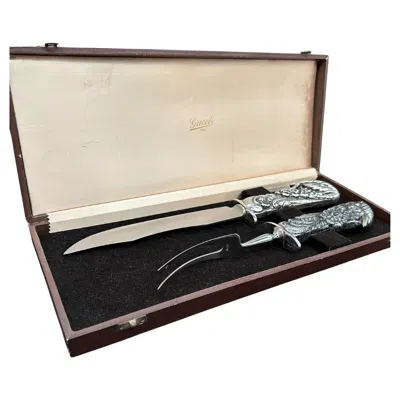 Pre-owned Gucci Vintage Carving Set In Sand