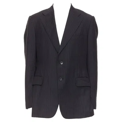 Pre-owned Gucci Vintage Charcoal Grey 100% Wool Pinstripe Double Vent Blazer It52 Xl In Gray