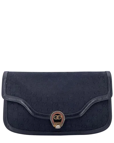 Gucci Vintage Cloth Clutch Bag (authentic Pre-loved) In Blue