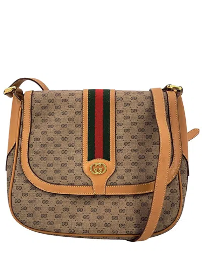 Pre-owned Gucci Vintage Cloth Crossbody Bag Micro Gg (authentic Pre-loved)