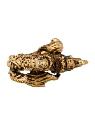 Pre-owned Gucci Vintage Crystal Sea Dragon Ring In Multi