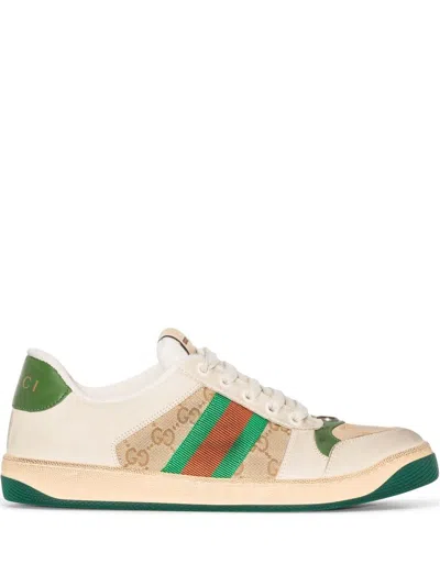 Gucci Vintage Distressed Leather Sneakers In Multi