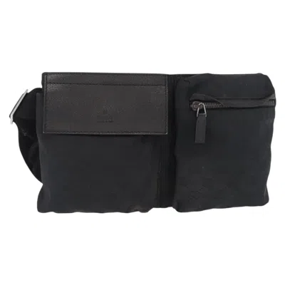 Pre-owned Gucci Vintage Double Belt Bag Gg Canvas With Leather Black Canvas Clutche & Pouche Bag ()