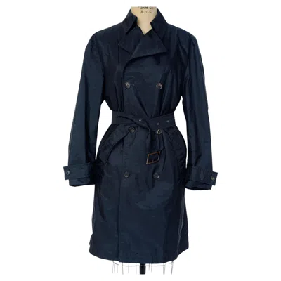 Pre-owned Gucci Vintage Double Breasted Belted Trench Coat With Attached Travel Pouch In Black