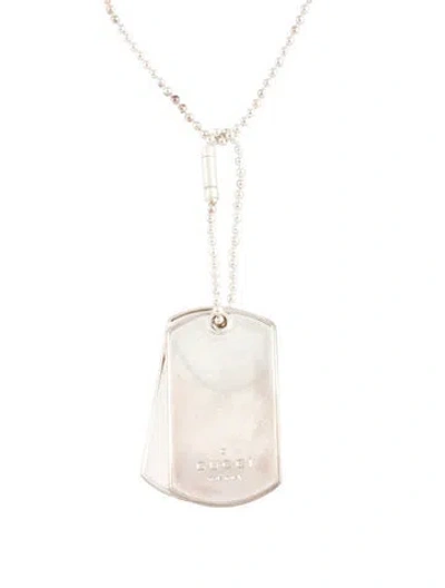 Pre-owned Gucci Vintage Double Dog Tag Pendant Necklace, 24" In Multicolor