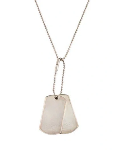 Pre-owned Gucci Vintage Double Dog Tag Pendant Necklace, 26" In Multicolor