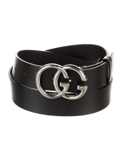 Pre-owned Gucci Vintage Double G Logo Belt In Black