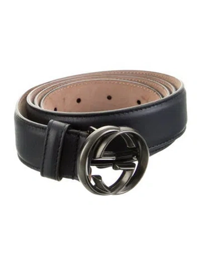 Pre-owned Gucci Vintage Double G Logo Belt In Blue