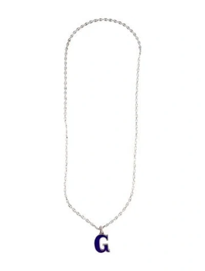 Pre-owned Gucci Vintage Enamel Initial 'g' Pendant Necklace, 32.5" In Blue