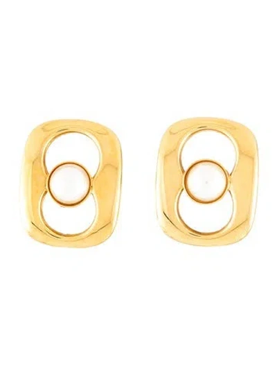 Pre-owned Gucci Vintage Faux Pearl Clip-on Earrings In White